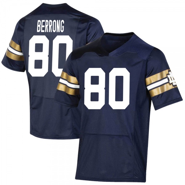 Cane Berrong Notre Dame Fighting Irish NCAA Youth #80 Navy Premier 2021 Shamrock Series Replica College Stitched Football Jersey IRJ1055TO